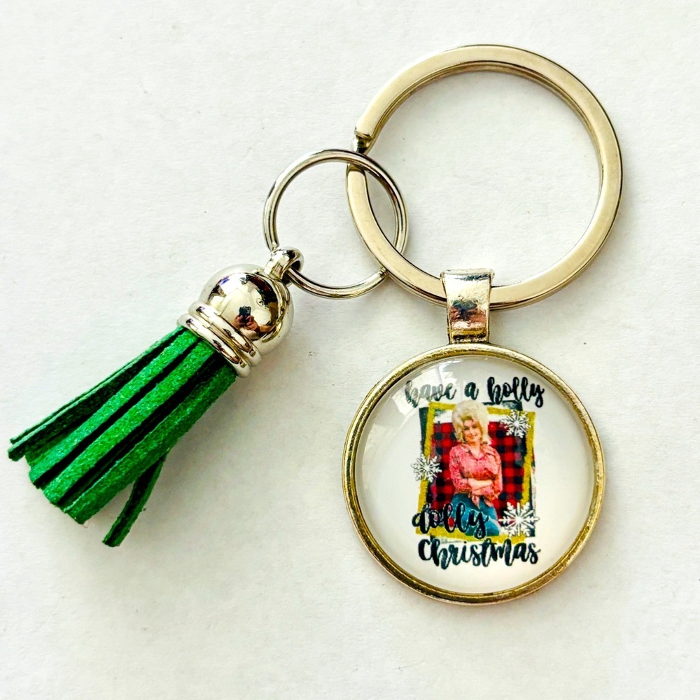 Dolly Parton Xmas Tassel Keychain, Handmade, NWT
